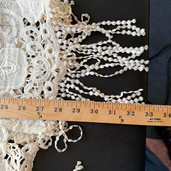 Boho Vintage Inspired XS/S Lace Fringe Kimono Whimsical Romantic Feminine Gypsy - Picture 5 of 9